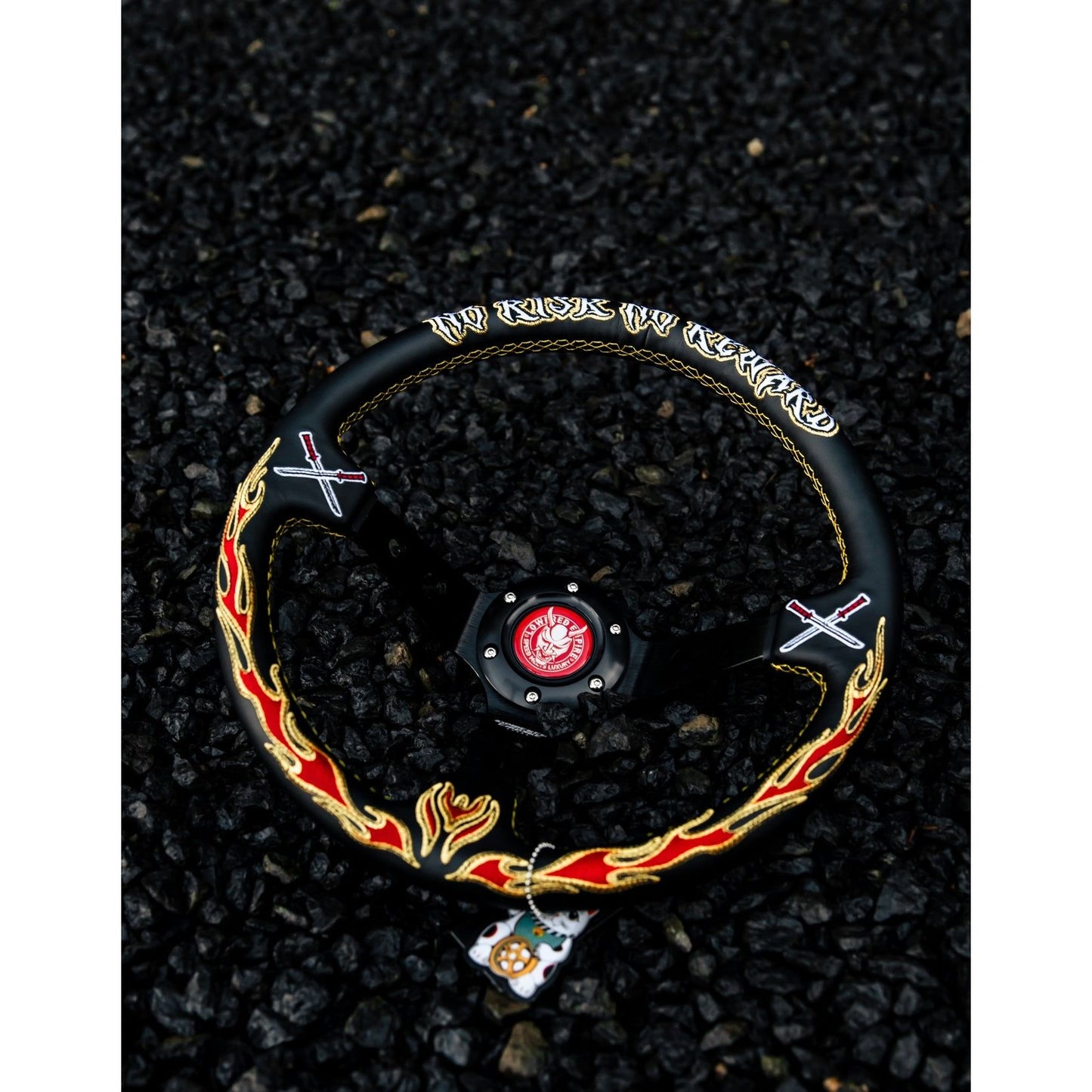 Flame Sword Leather Steering Wheel