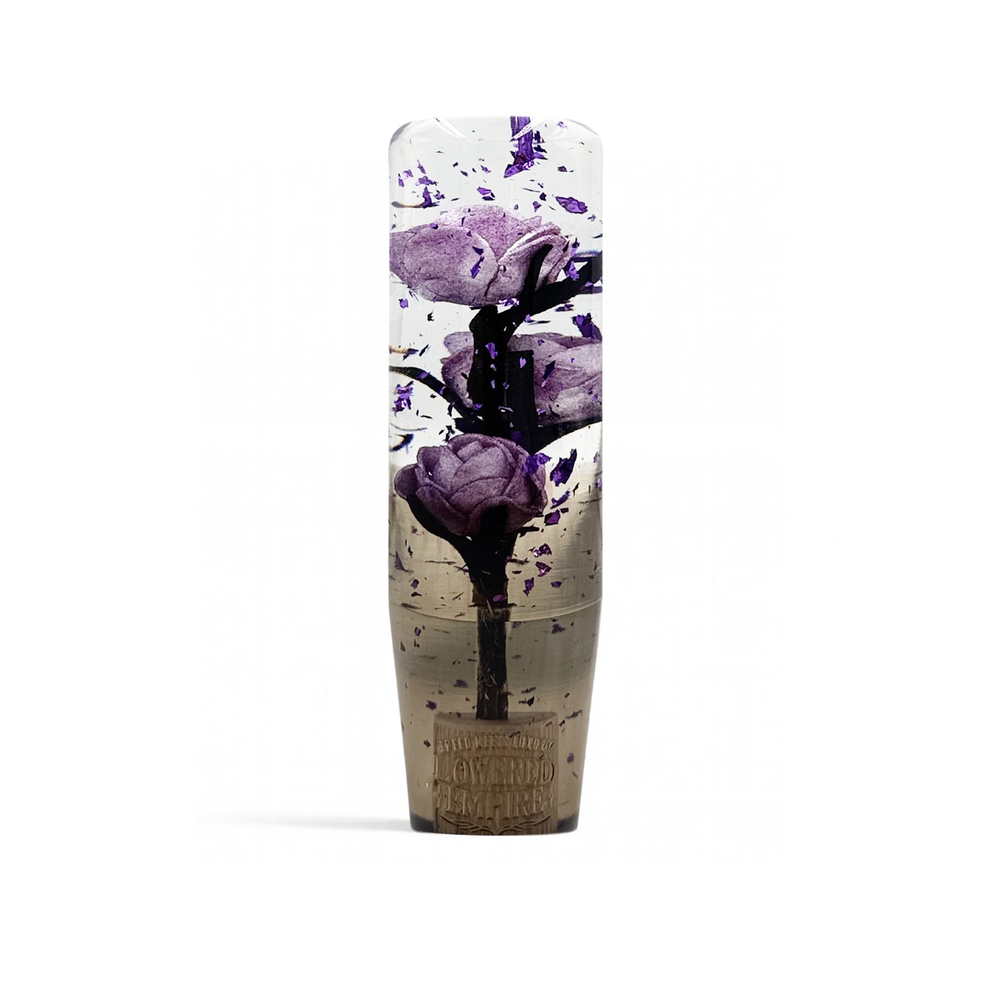 Clear Purple Glitter Flower Shift Knob | Manual Car Gear Shifter