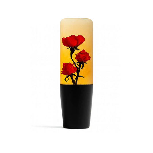 Red Deadly Roses Clear Flower Shift Knob 6" | Universal Manual Car Shifter