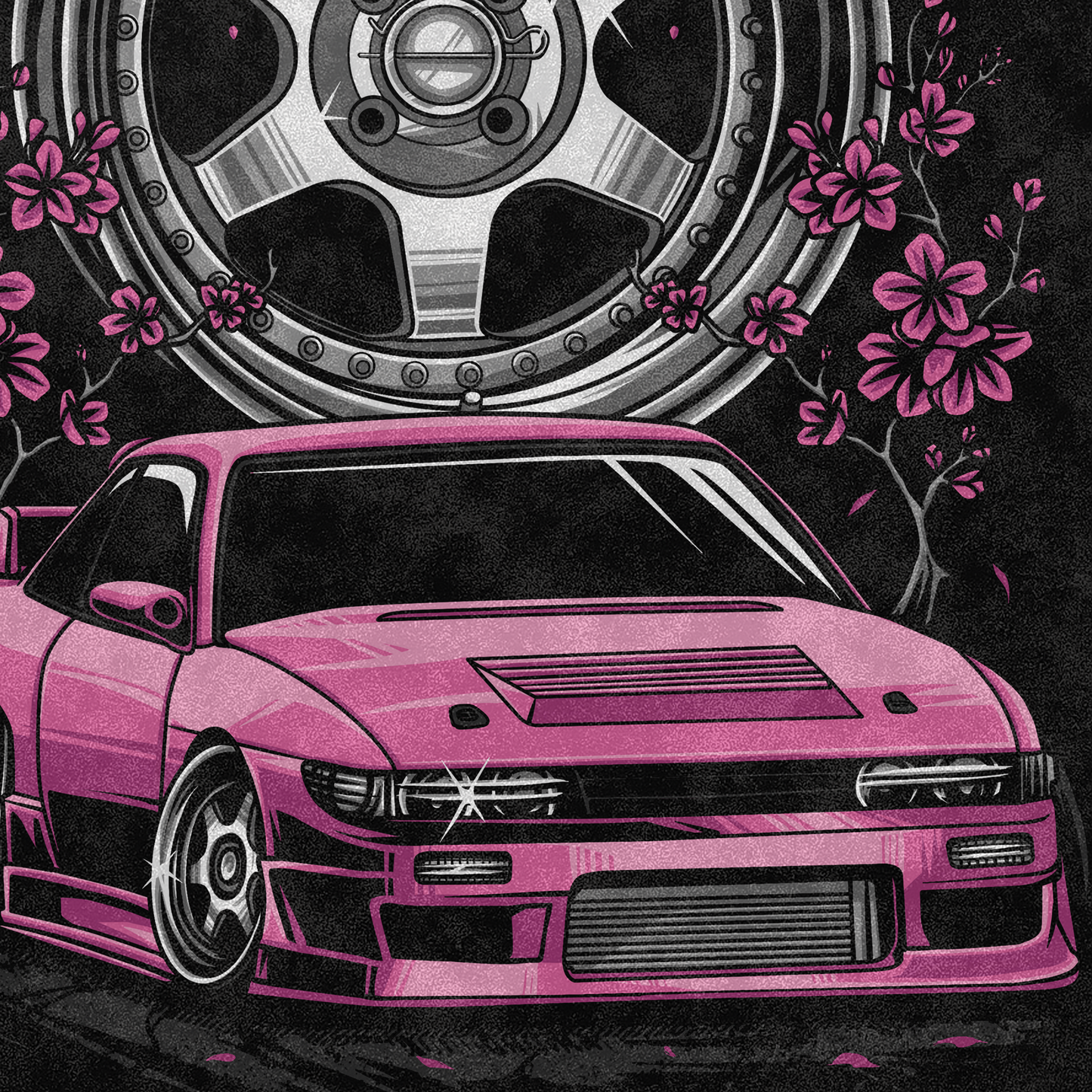 Ride In Style Pink Premium Acid Wash Tee