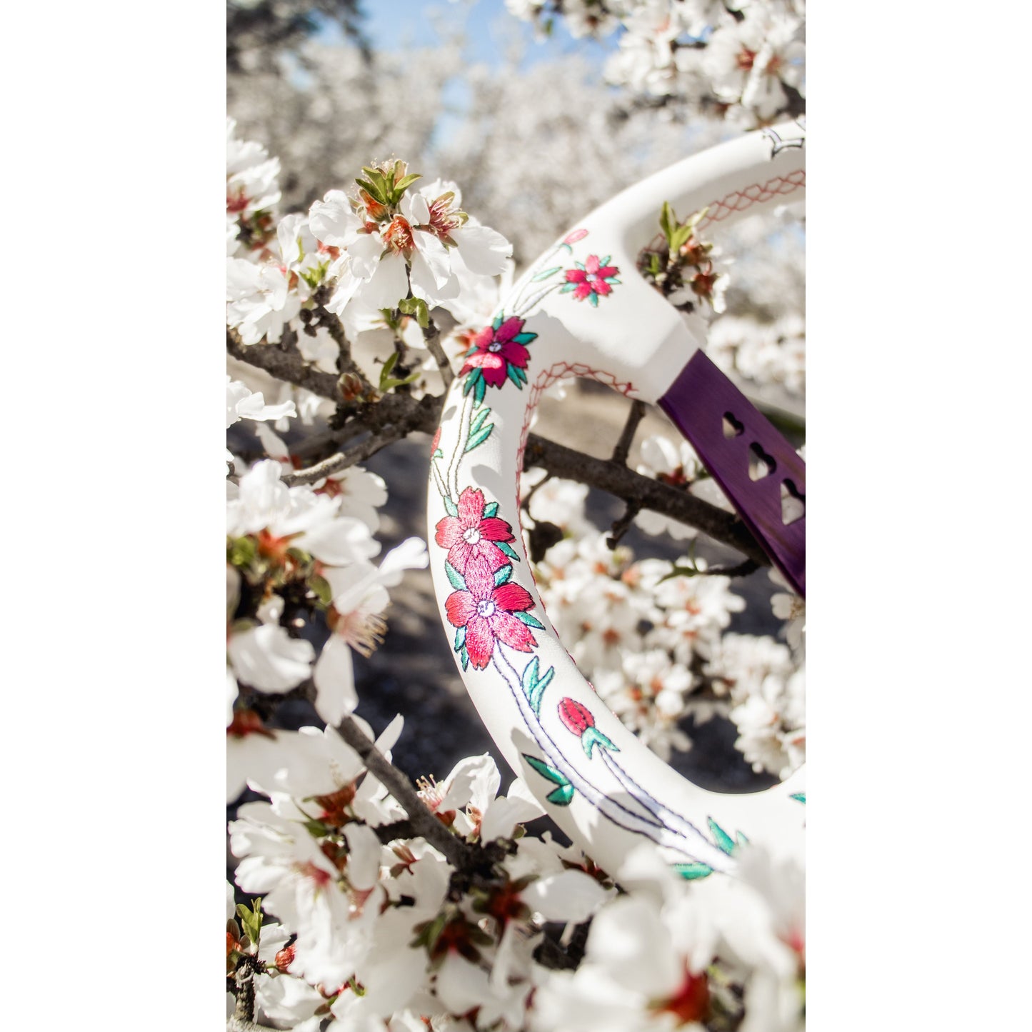 Purple Bracket Sakuras In the Sky Steering Wheel