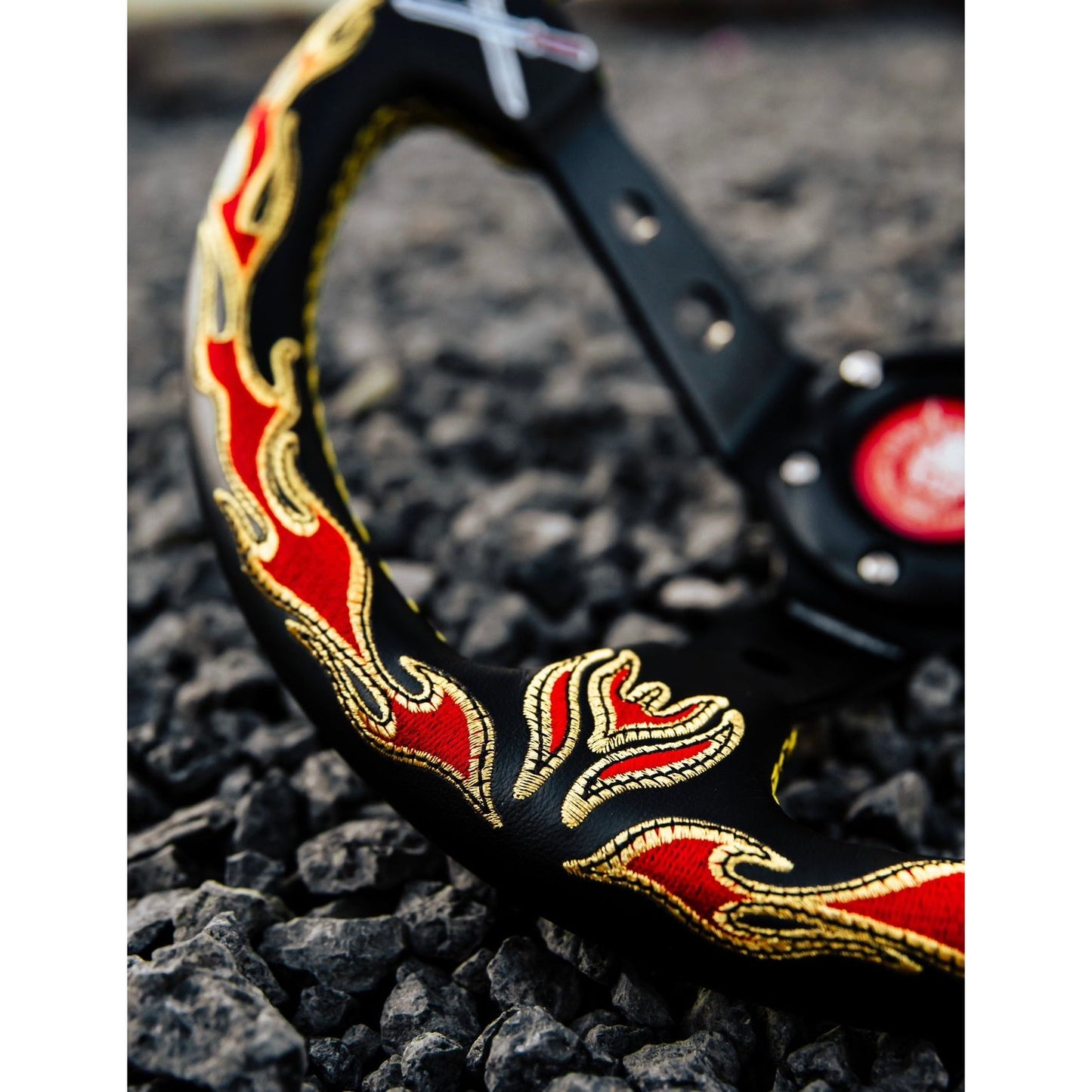 Flame Sword Leather Steering Wheel
