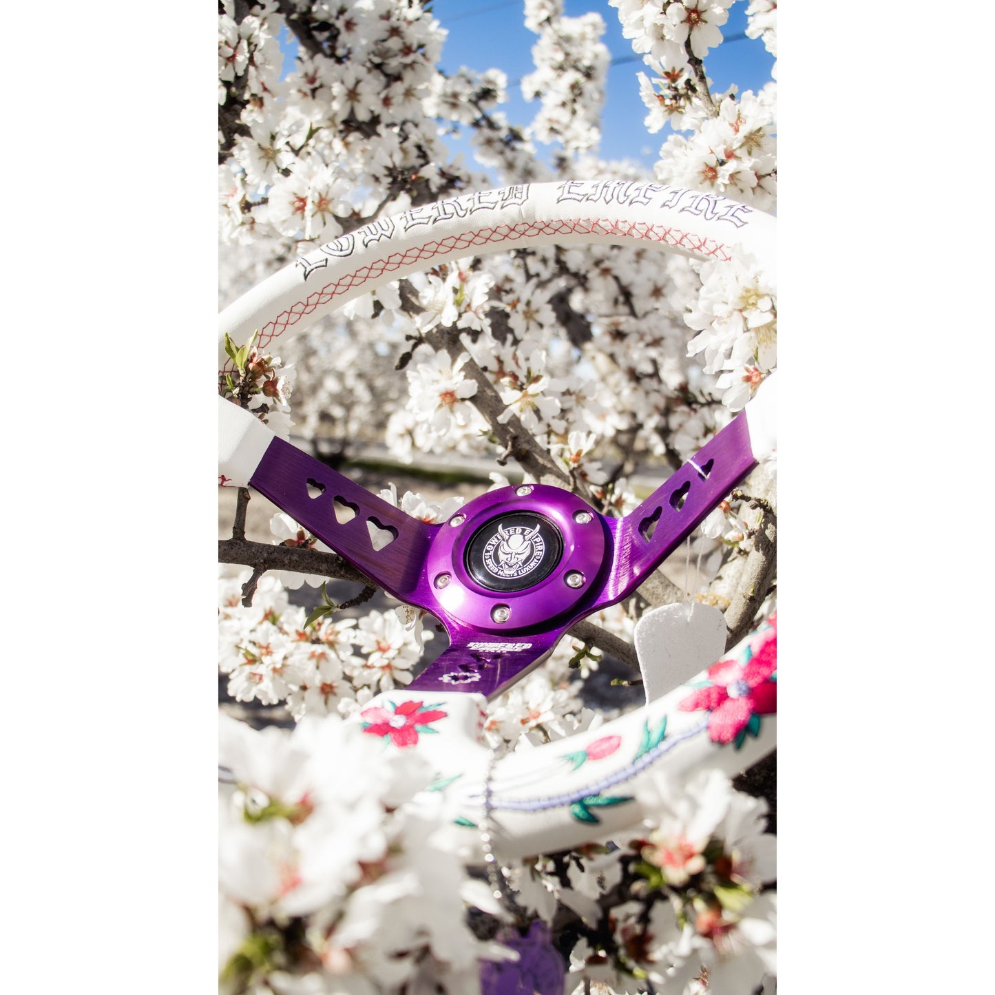 Purple Bracket Sakuras In the Sky Steering Wheel