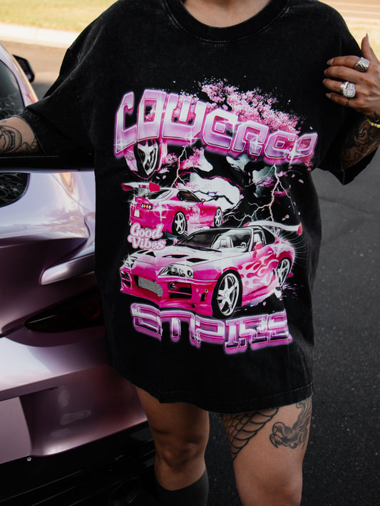 Pink Supra Washed BootLeg Style Tee