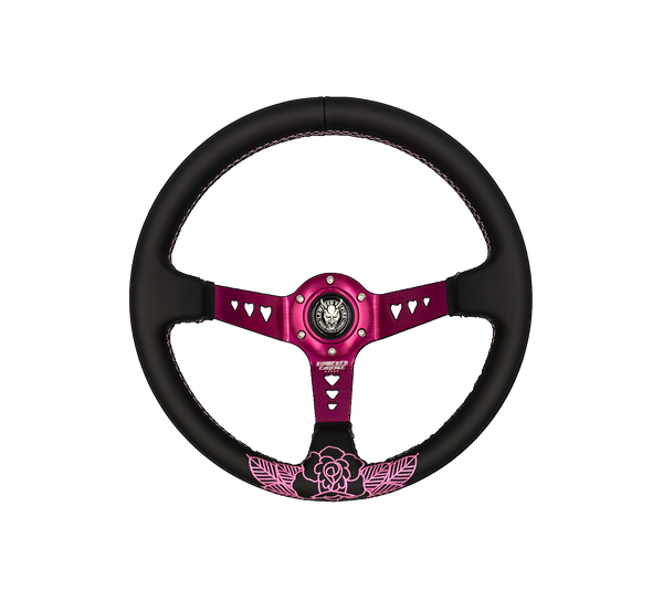 Pink Roses Steering Wheel Hearts Bracket-