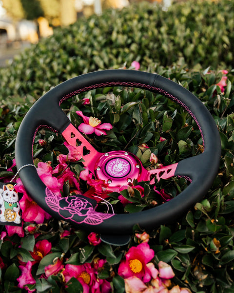 Pink Roses Steering Wheel Hearts Bracket- Sold Out ships 3.28.24