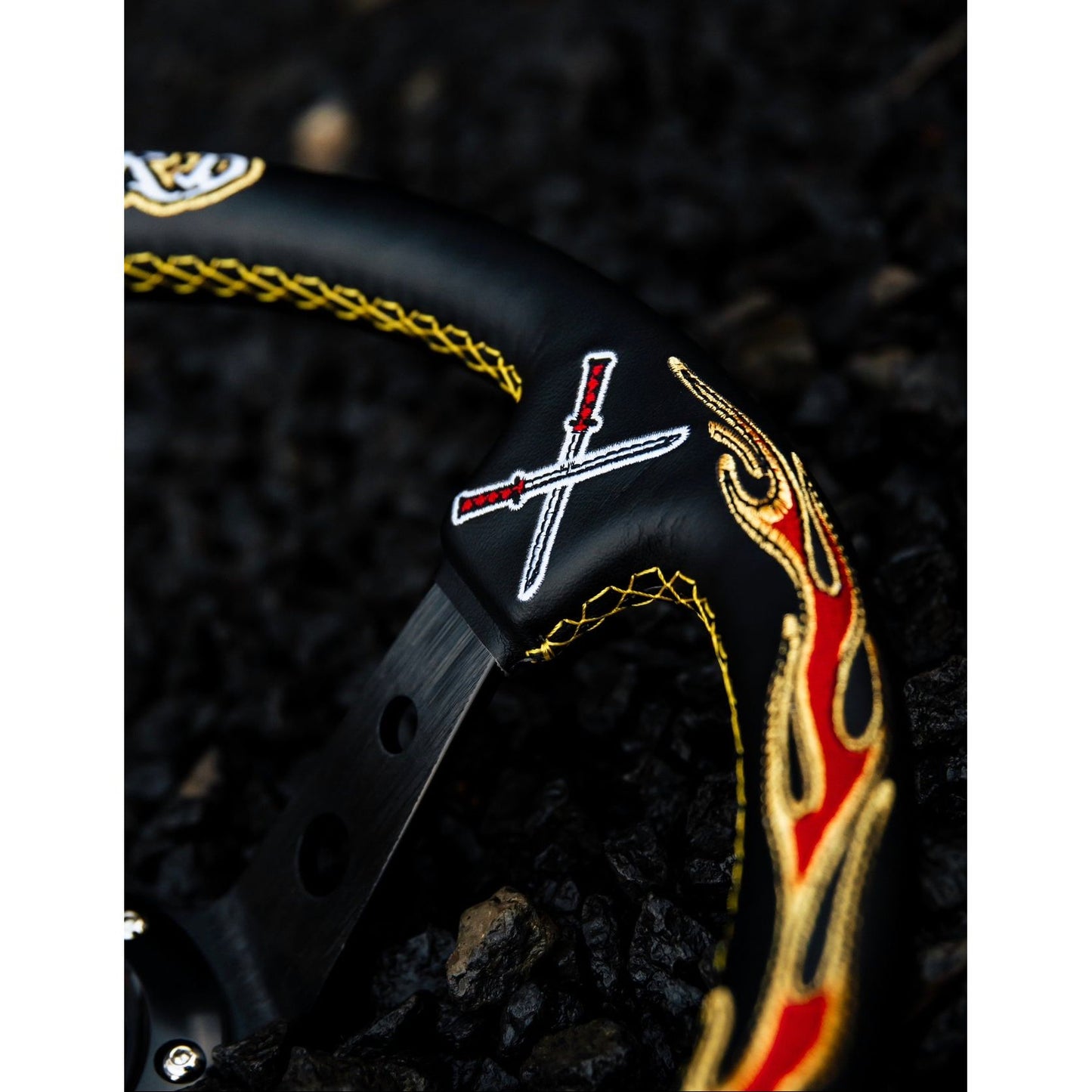 Flame Sword Leather Steering Wheel