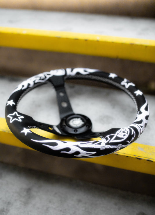 White/Black Reaper BR-2 Steering Wheel 350mm