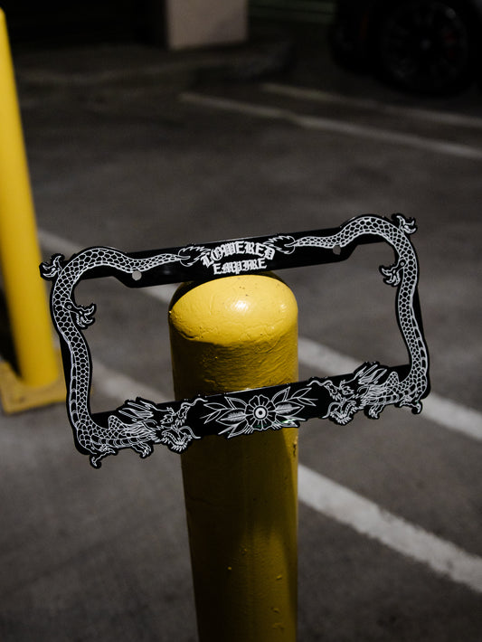 Black Japanese Dragon License Plate Frames