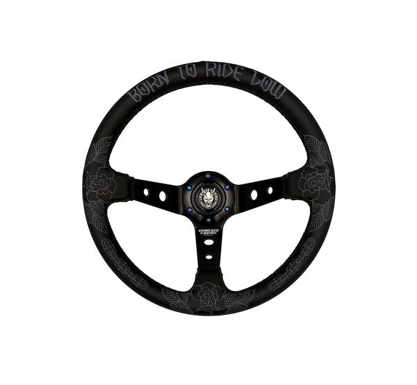Black Traditional Killer Roses 330mm Steering Wheel