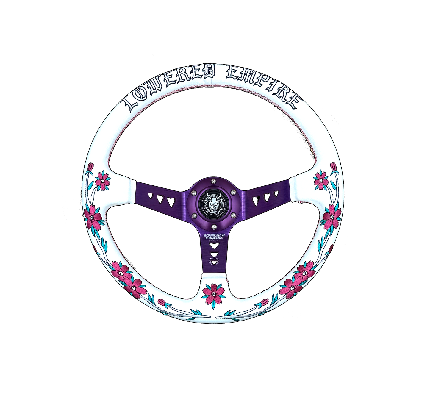 White/Purple Sakuras In The Sky SK-4 Steering Wheel 350mm
