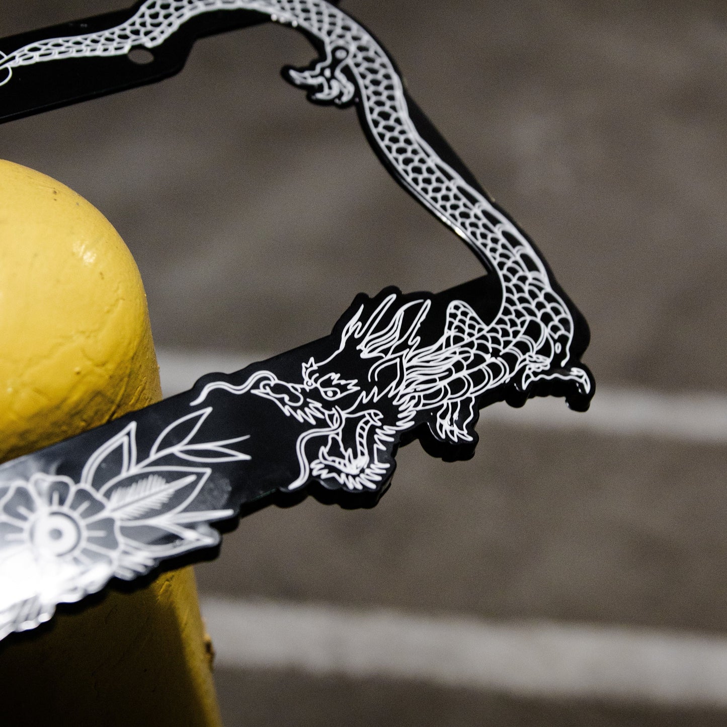 Black Japanese Dragon License Plate Frames