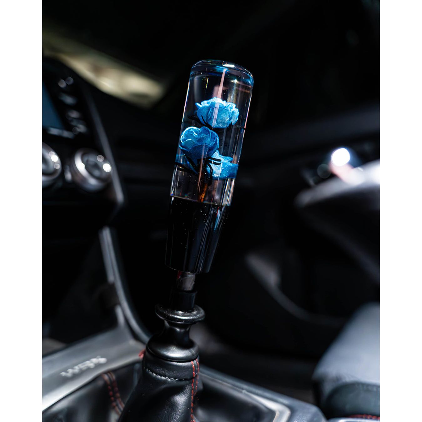 Blue Clear Roses Shift Knob 6’’ | Universal Manual Car Shifter