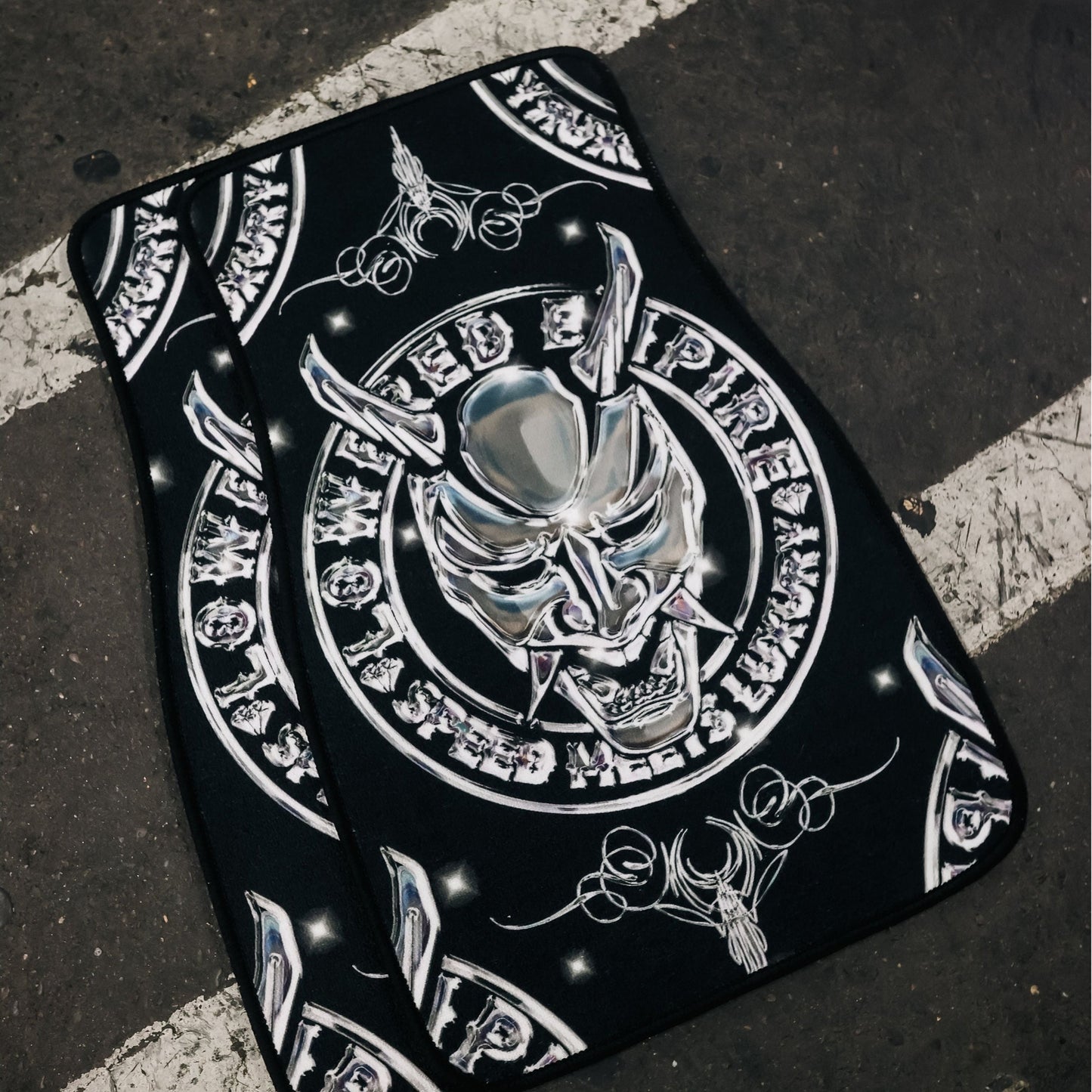 Chrome Logo Pair Premium Car Carpet Floor Mats