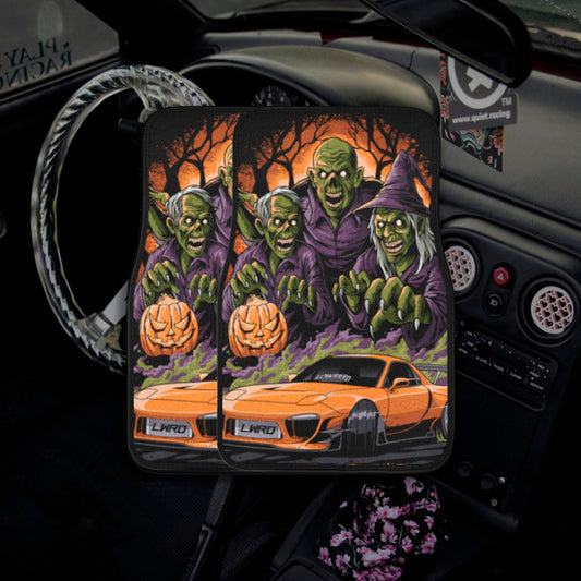 Halloween Treat or Drift Pair Premium Car Carpet Floor Mats