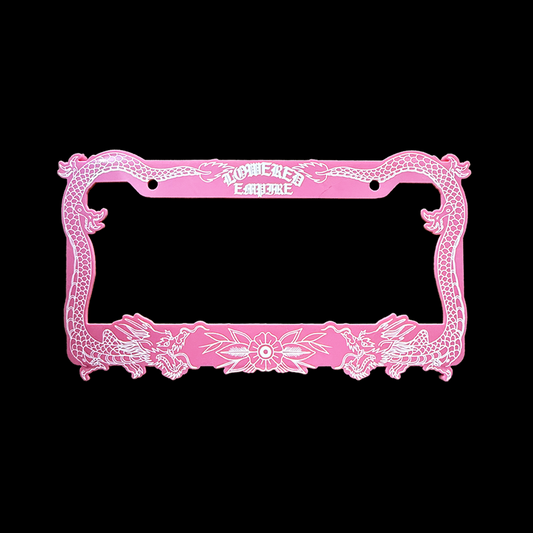 Pink Japanese Dragon Acrylic License Plate Frames