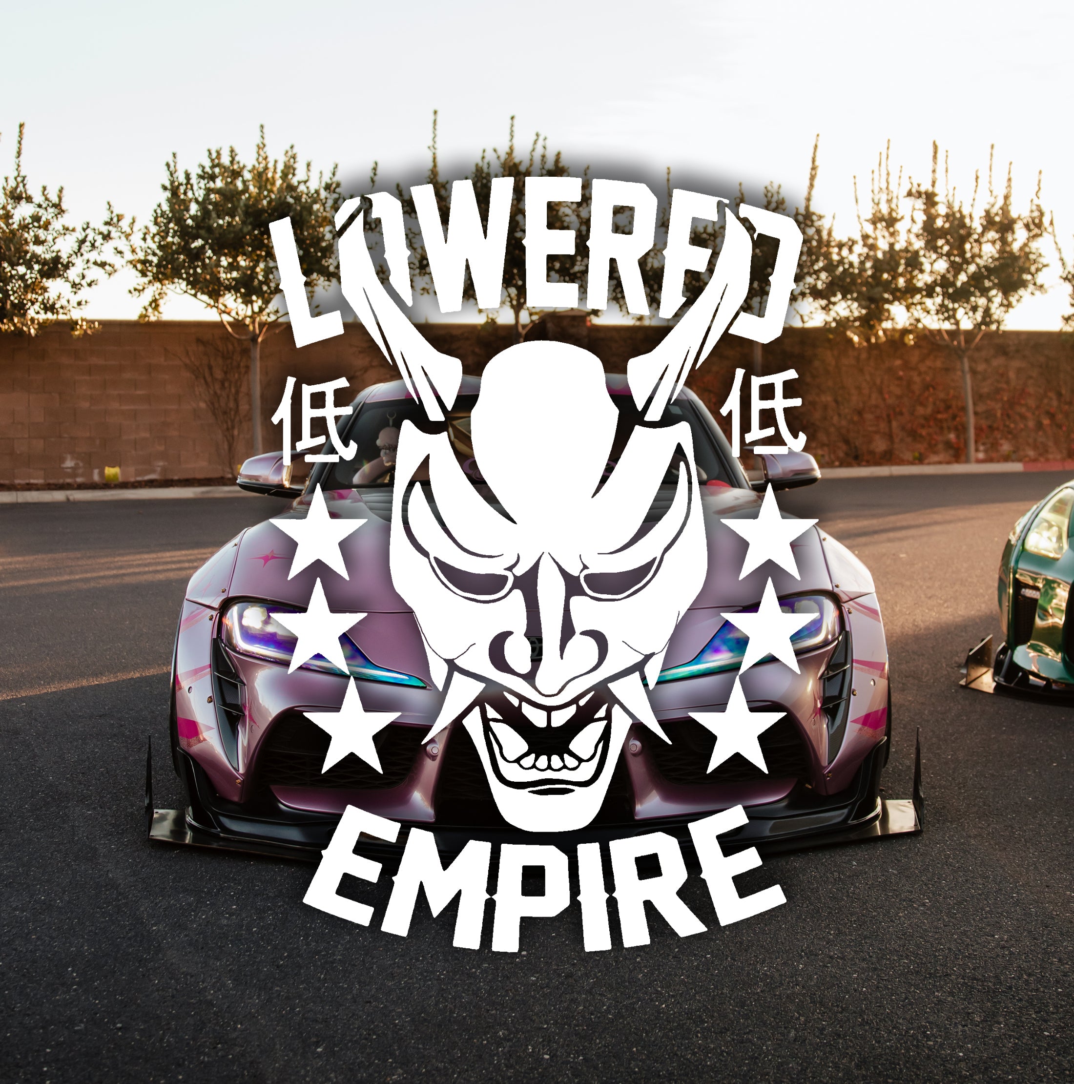 punchnello demon youth sealed パンチネロ シールド Lowered Empire Oni Mask Banner Decal Rear Windshield Sticker