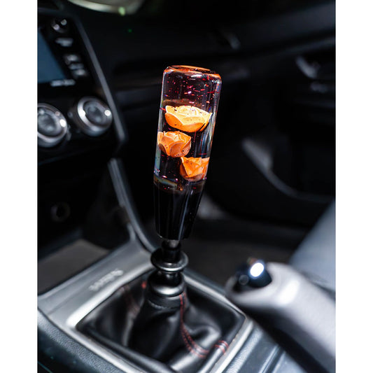 Peach Orange Clear Roses Shift Knob 6’’ | Universal Manual Car Shifter