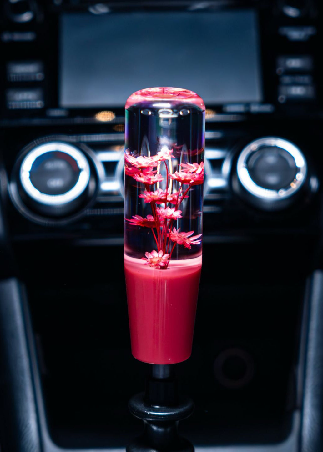 Pink Sakura Clear Flower Shift Knob 6’’ | Universal Manual Car Shifter - Accessories