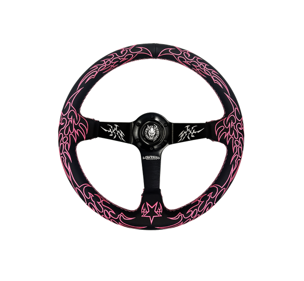 Pink Cybersigilism CS-3 Aftermarket Deep Dish Steering Wheel 350mm
