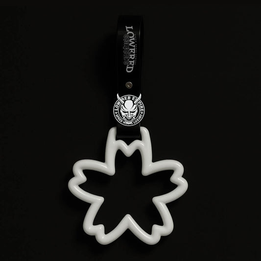Sakura Flower Handle Tsurikawa W/ Logo Pin - White