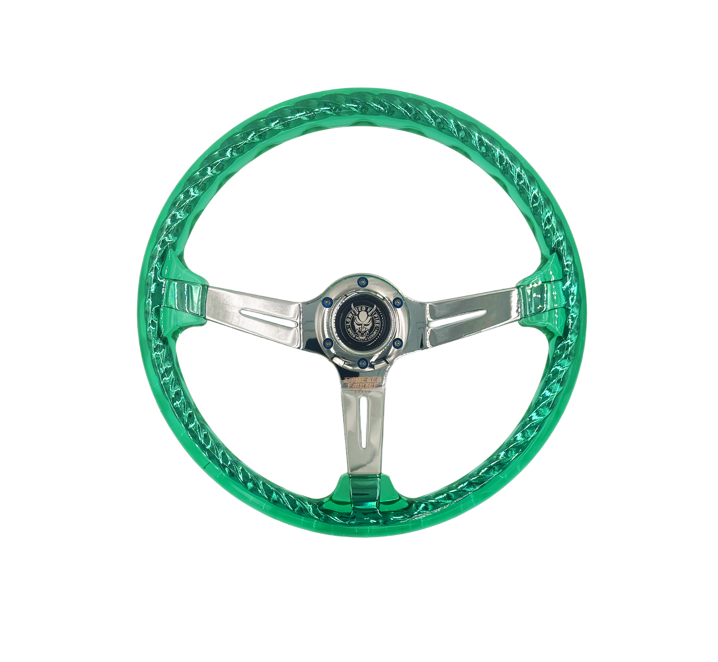 Chrome/Emerald Dragon Rakkī JDM DR-1 Steering Wheel 350mm