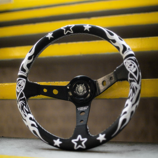 White/Black Reaper BR-2 Steering Wheel 350mm - Steering wheels