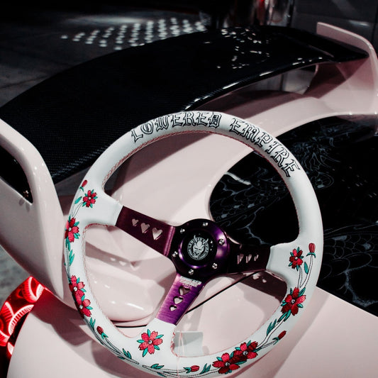 White/Purple Sakuras In The Sky SK-4 Steering Wheel 350mm - Steering wheels