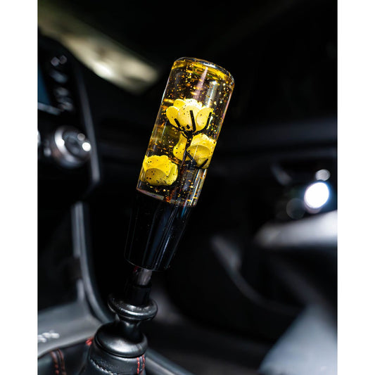 Yellow Clear Roses Shift Knob 6’’ | Universal Manual Car Shifter