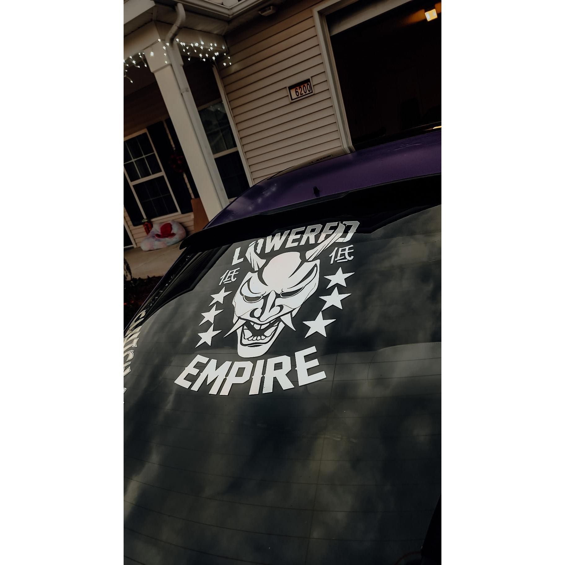 Lowered Empire Oni Mask Banner Decal Rear Windshield Sticker