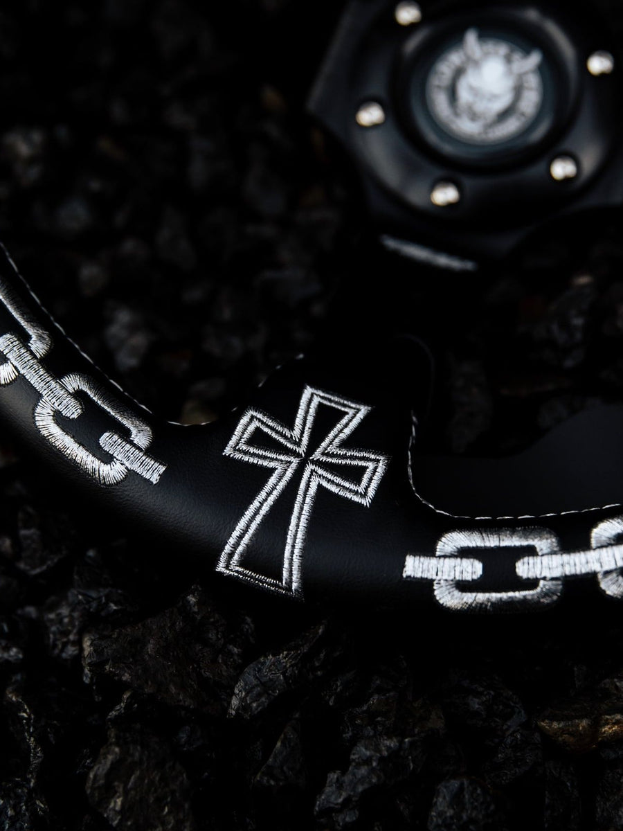 Chromed Chains Leather Steering Wheel