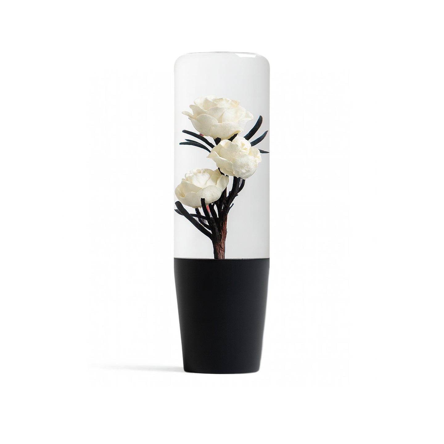 Killer White Roses Clear Flower Shift Knob 6" | Universal Manual Car Shifter