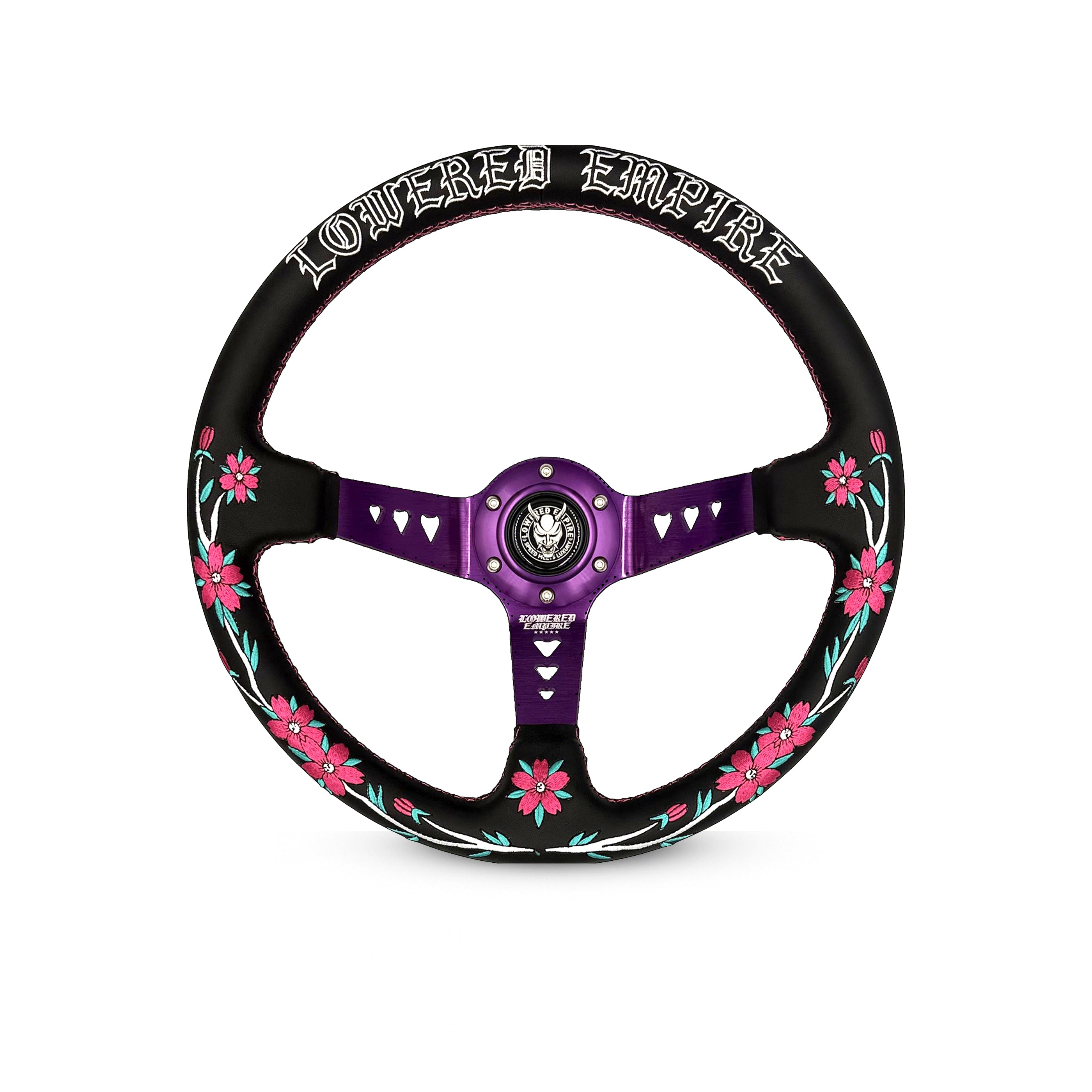 Black/Purple Sakuras In The Sky SK-2 Steering Wheel 350mm- Lowered Empire