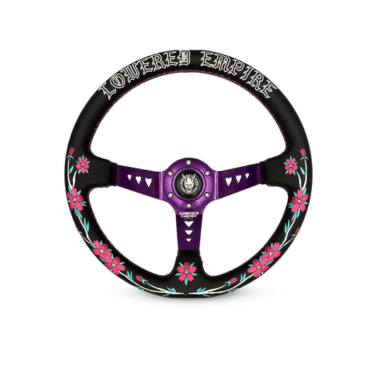 Black/Purple Sakuras In The Sky SK-2 Steering Wheel 350mm- Lowered Empire