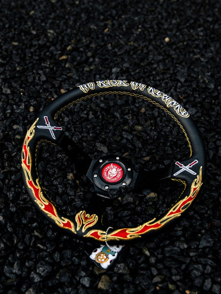 Flame Sword Leather Steering Wheel