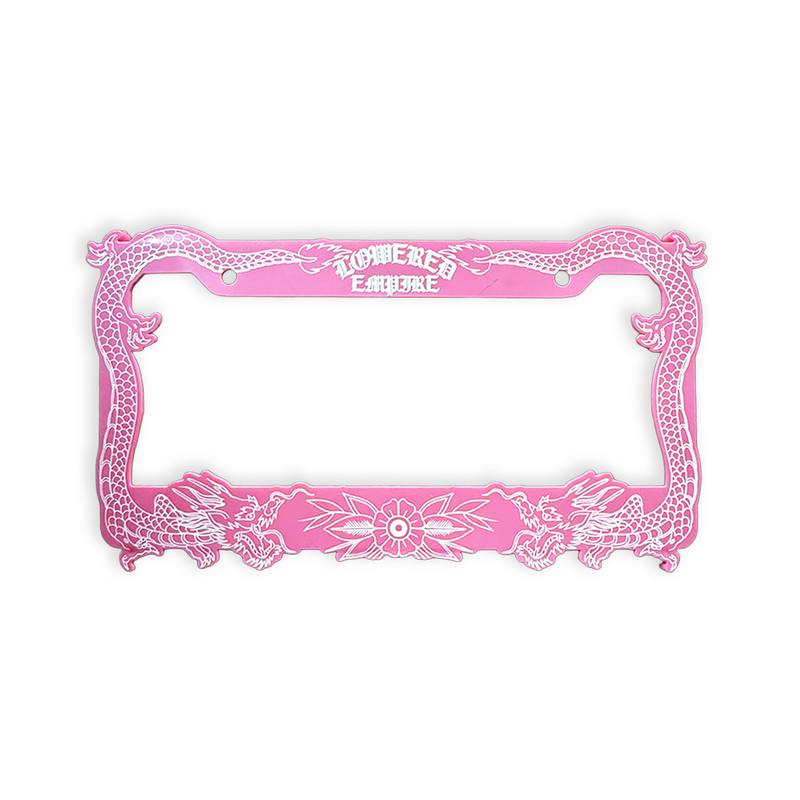 Pink Japanese Dragon Acrylic License Plate Frames
