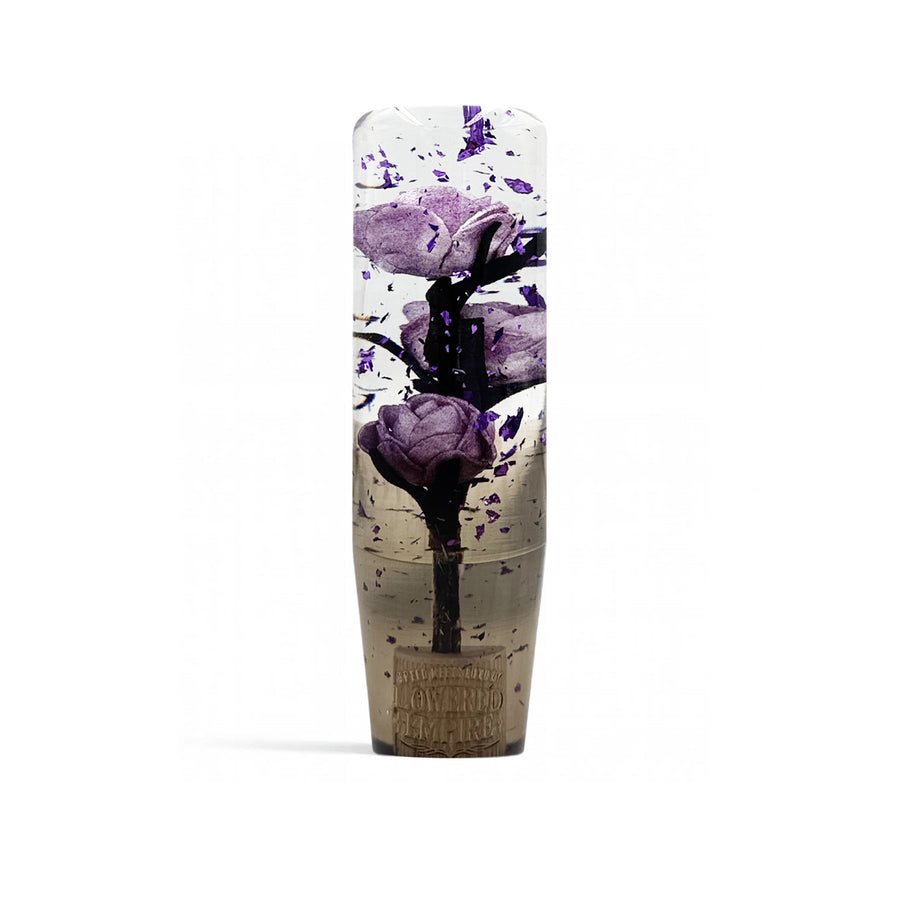 Clear Purple Glitter Flower Shift Knob | Universal Manual Car Shifter