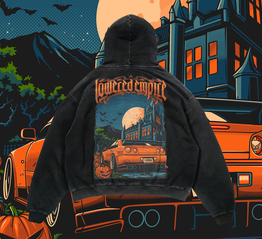 * Halloween *Spooky R34 Nights Washed Premium Hoodie