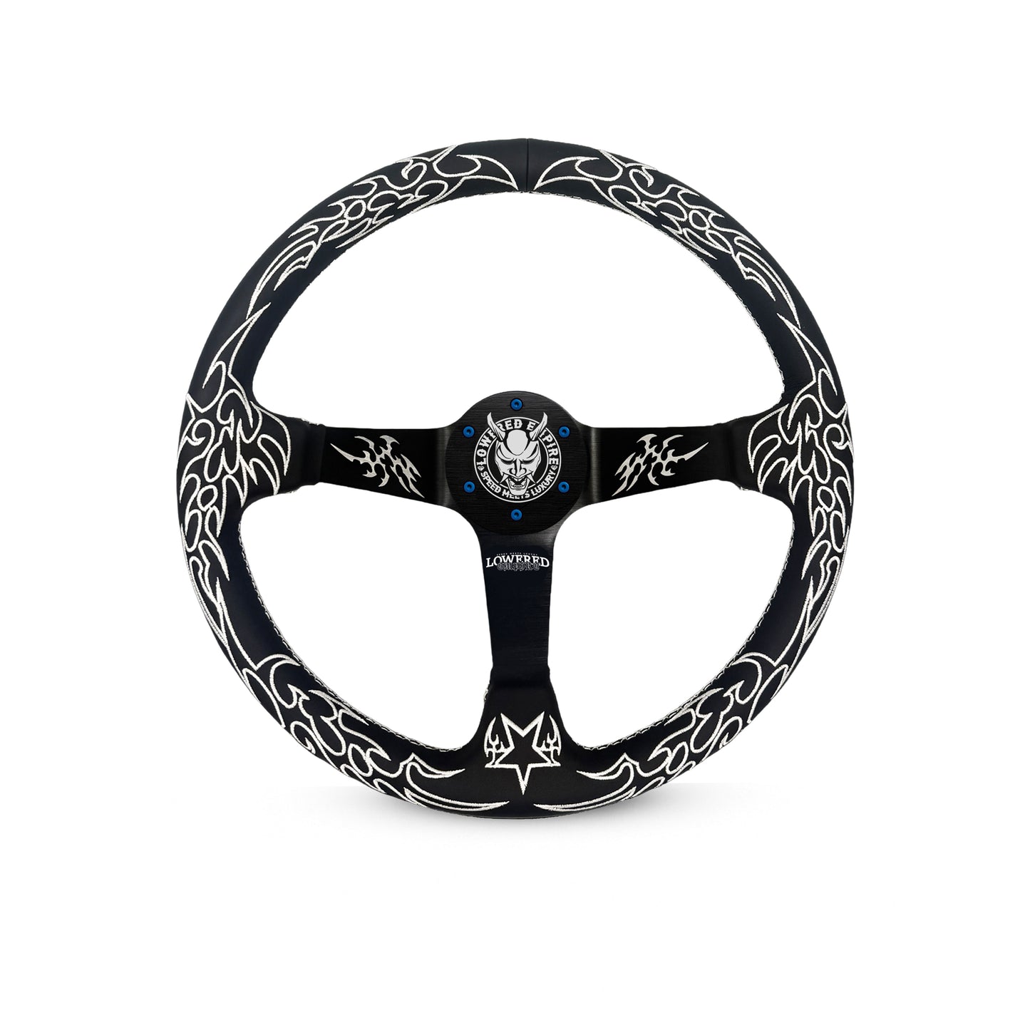 White Cybersigilism Street CS-1 Steering Wheel 350mm I Deep Dish Style- Lowered Empire