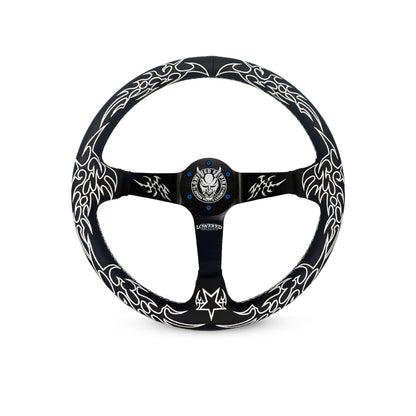 White Cybersigilism Street CS-1 Steering Wheel 350mm I Deep Dish Style- Lowered Empire