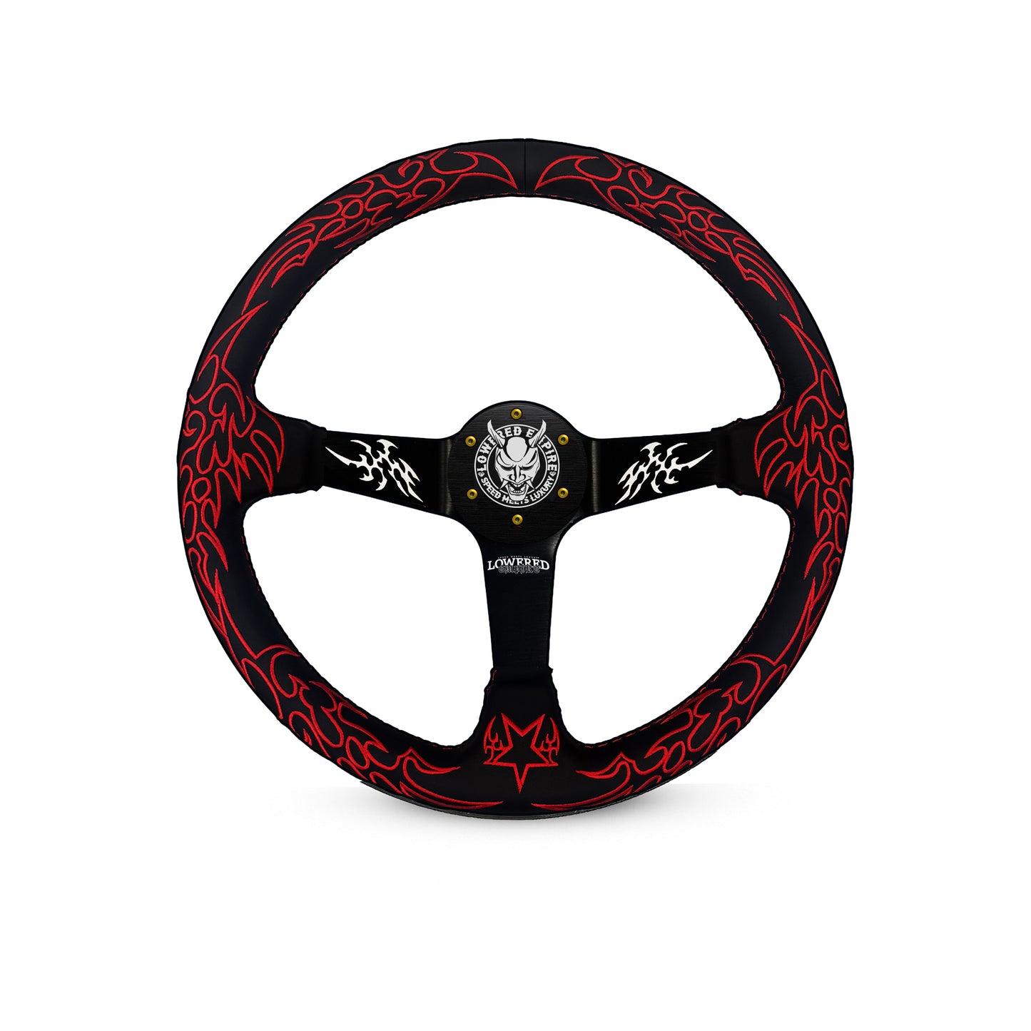 Red Cybersigilism Street CS-5 Steering Wheel 350mm- Lowered Empire
