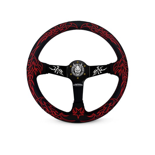Red Cybersigilism Street CS-5 Steering Wheel 350mm- Lowered Empire