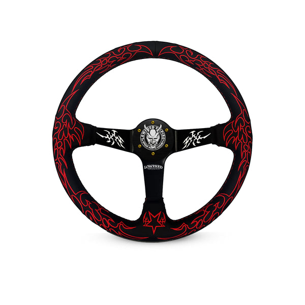 Red Cybersigilism Street CS-5 Steering Wheel 350mm- Lowered Empire