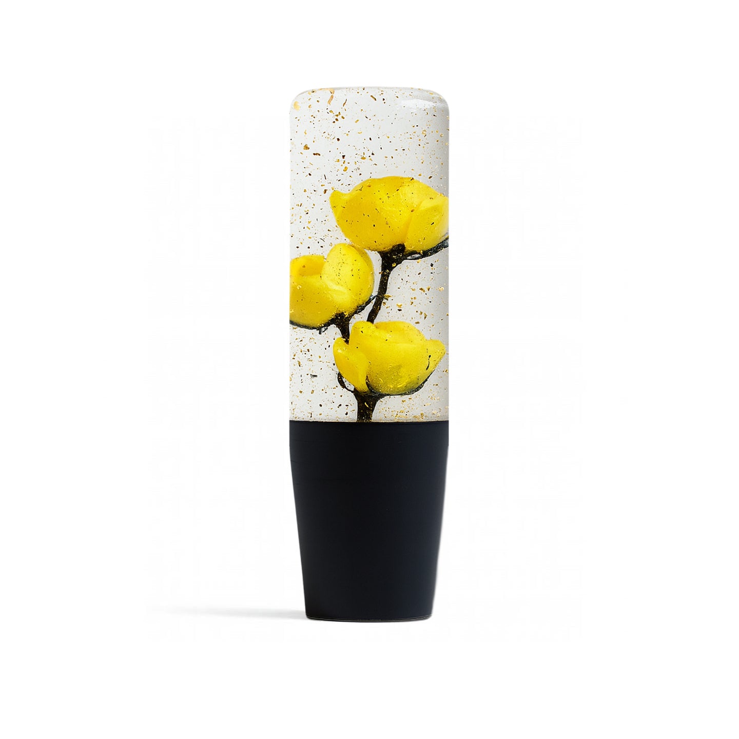 Flaked Yellow Roses Flower Shift Knob 6" | Universal Manual Car Shifter