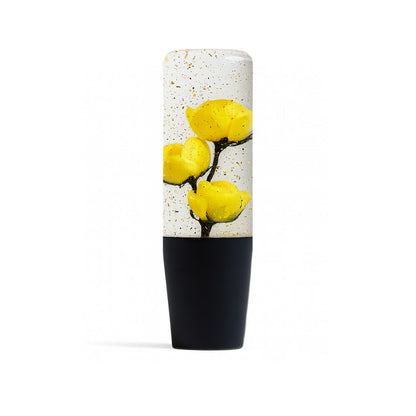 Yellow Clear Roses Shift Knob 6" | Universal Manual Car Shifter