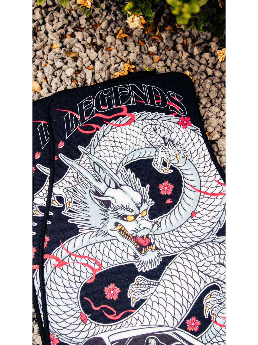 Golden Eyes Japanese Dragon Floor Mats Pair