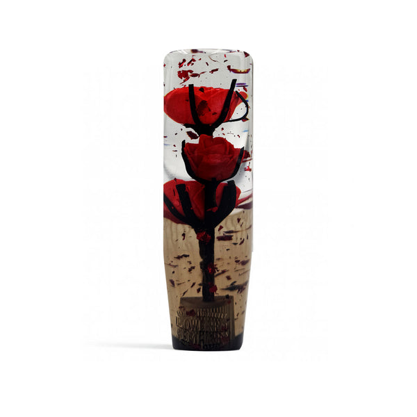 Clear Red Glitter Flower Shift Knob | Manual Car Gear Shifter