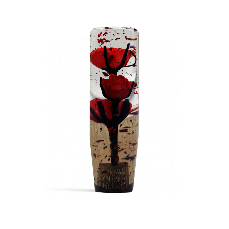 Clear Red Glitter Flower Shift Knob | Universal Manual Car Shifter