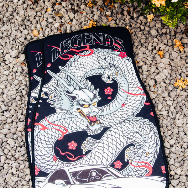 Golden Eyes Japanese Dragon Floor Mats Pair