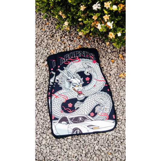 Golden Eyes Japanese Dragon Floor Mats Pair